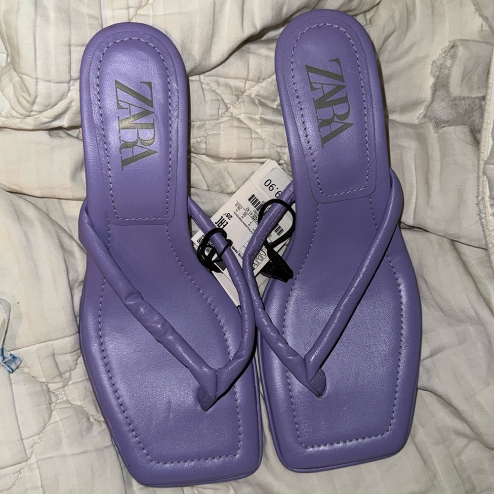 BNWT Zara Purple Slingback Sandal Kitten Heels